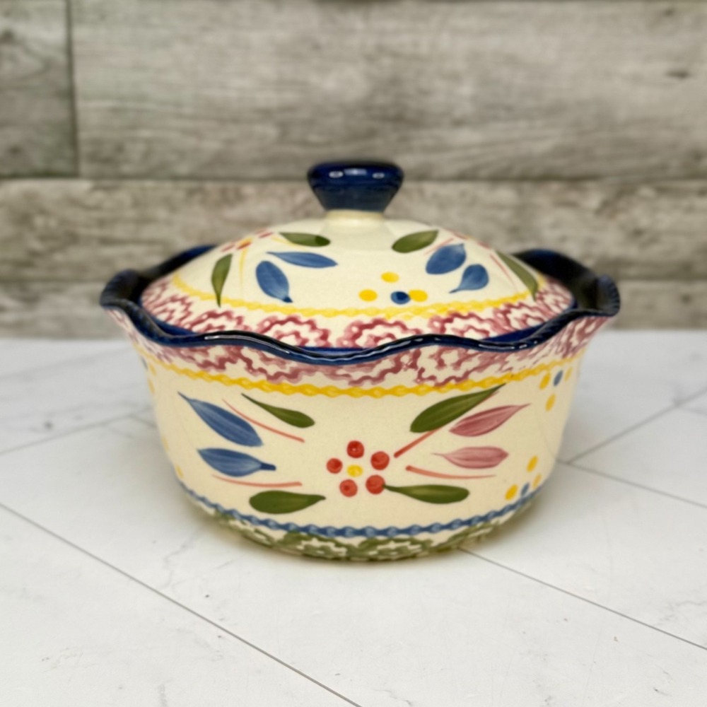 Temptations by Tara Old World Confetti Blue Sugar Bowl 12 oz